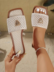 Dames zomersandalen met visnet patroon platte zool