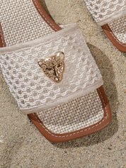 Dames zomersandalen met visnet patroon platte zool