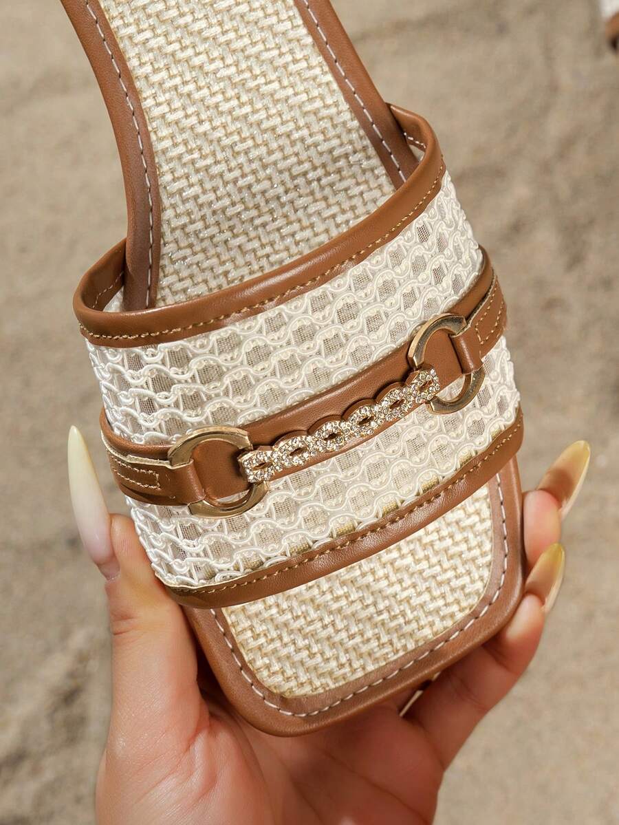 Dames zomersandalen met visnet patroon platte zool