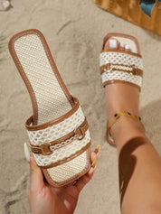 Dames zomersandalen met visnet patroon platte zool