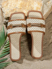 Dames zomersandalen met visnet patroon platte zool
