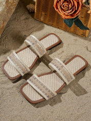 Dames zomersandalen met visnet patroon platte zool