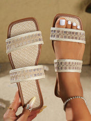 Dames zomersandalen met visnet patroon platte zool