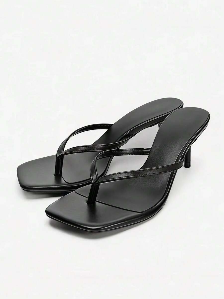 Dames sandalen met hak en vierkante neus
