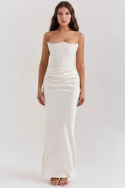 Satijnen Strapless Corset Maxi Jurk