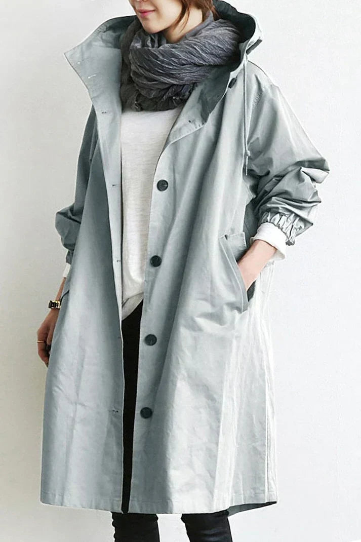 Damesjas met capuchon en knopen | Trenchcoat