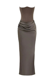 Satijnen Strapless Corset Maxi Jurk