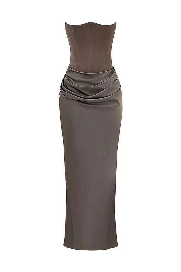 Satijnen Strapless Corset Maxi Jurk