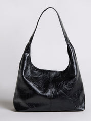 Grote Dames Schoudertas Glanzende Afwerking | Ruime Leren Look Tas met Pouch