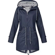 Dames regenjas met capuchon | Waterafstotende jas met trekkoord taille