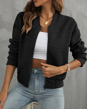Gewatteerd dames vest met rits | Lichtgewicht jas met lange Mouwen