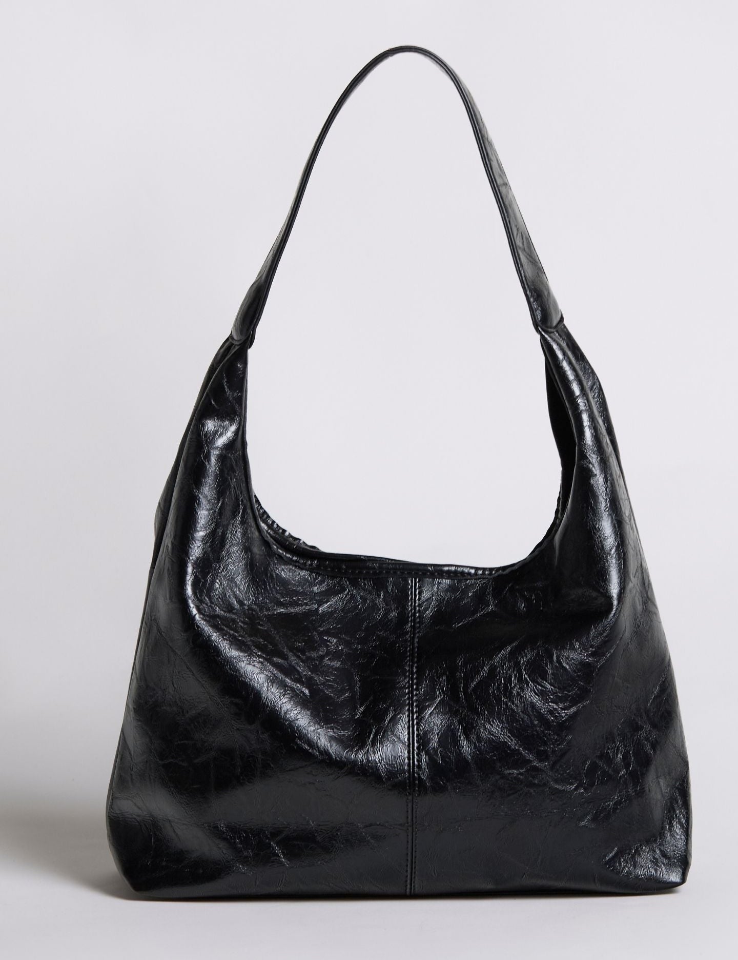 Grote Dames Schoudertas Glanzende Afwerking | Ruime Leren Look Tas met Pouch