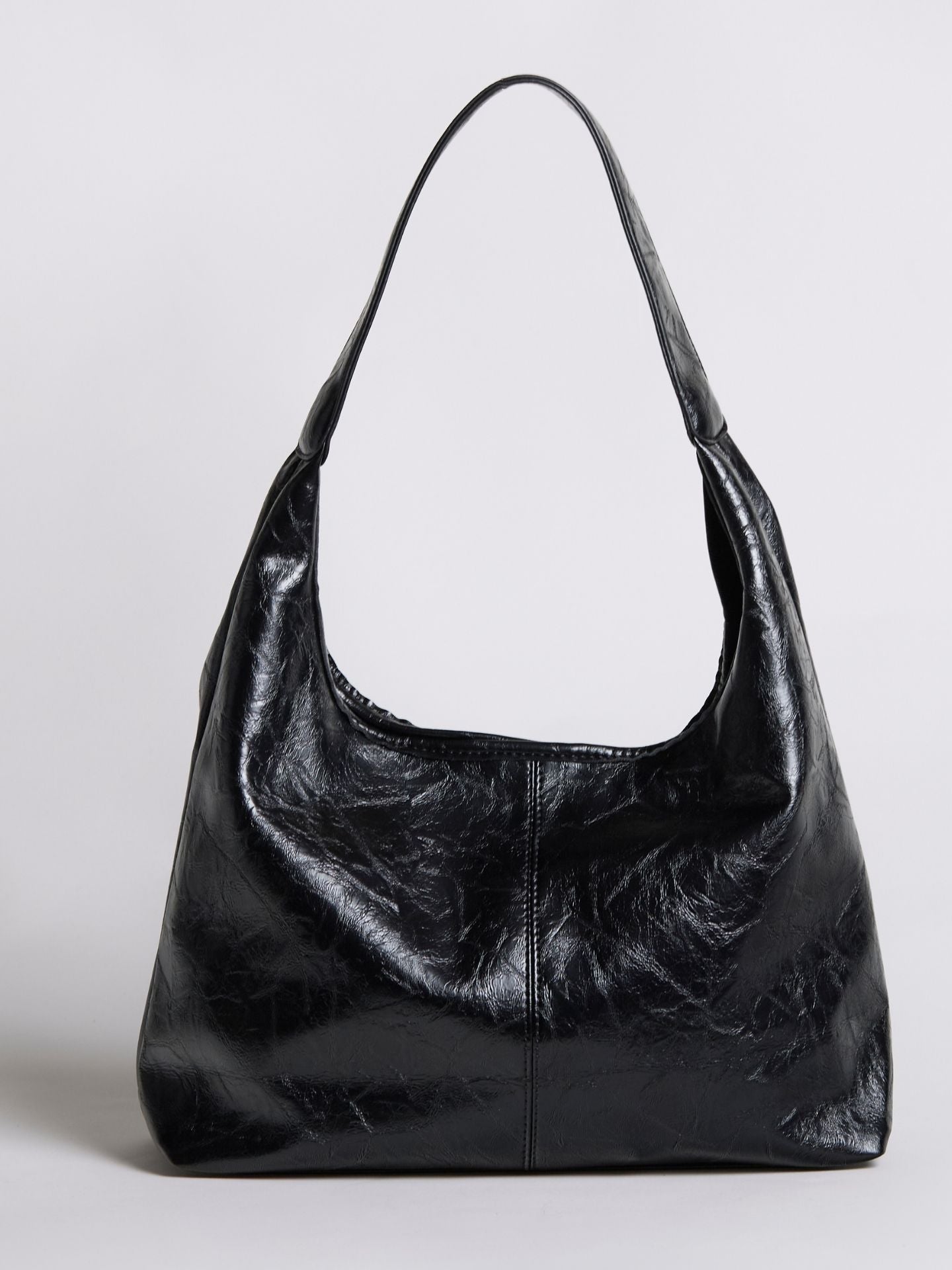 Grote Dames Schoudertas Glanzende Afwerking | Ruime Leren Look Tas met Pouch