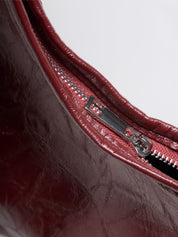 Grote Dames Schoudertas Glanzende Afwerking | Ruime Leren Look Tas met Pouch