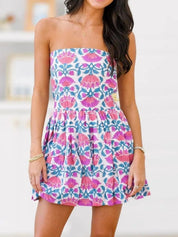 Dames zomerjurk met halternek en bloemenprint mini