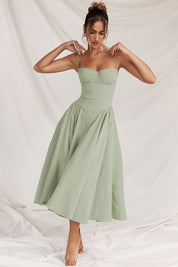 Dames zomerjurk met corset en verstelbare bandjes midi