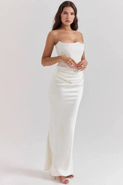 Satijnen Strapless Corset Maxi Jurk