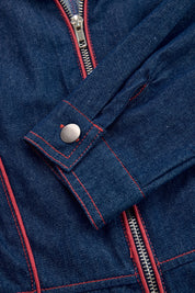 Denim zomer jumpsuit met wijde pijpen - Donkerblauwe spijkerstof