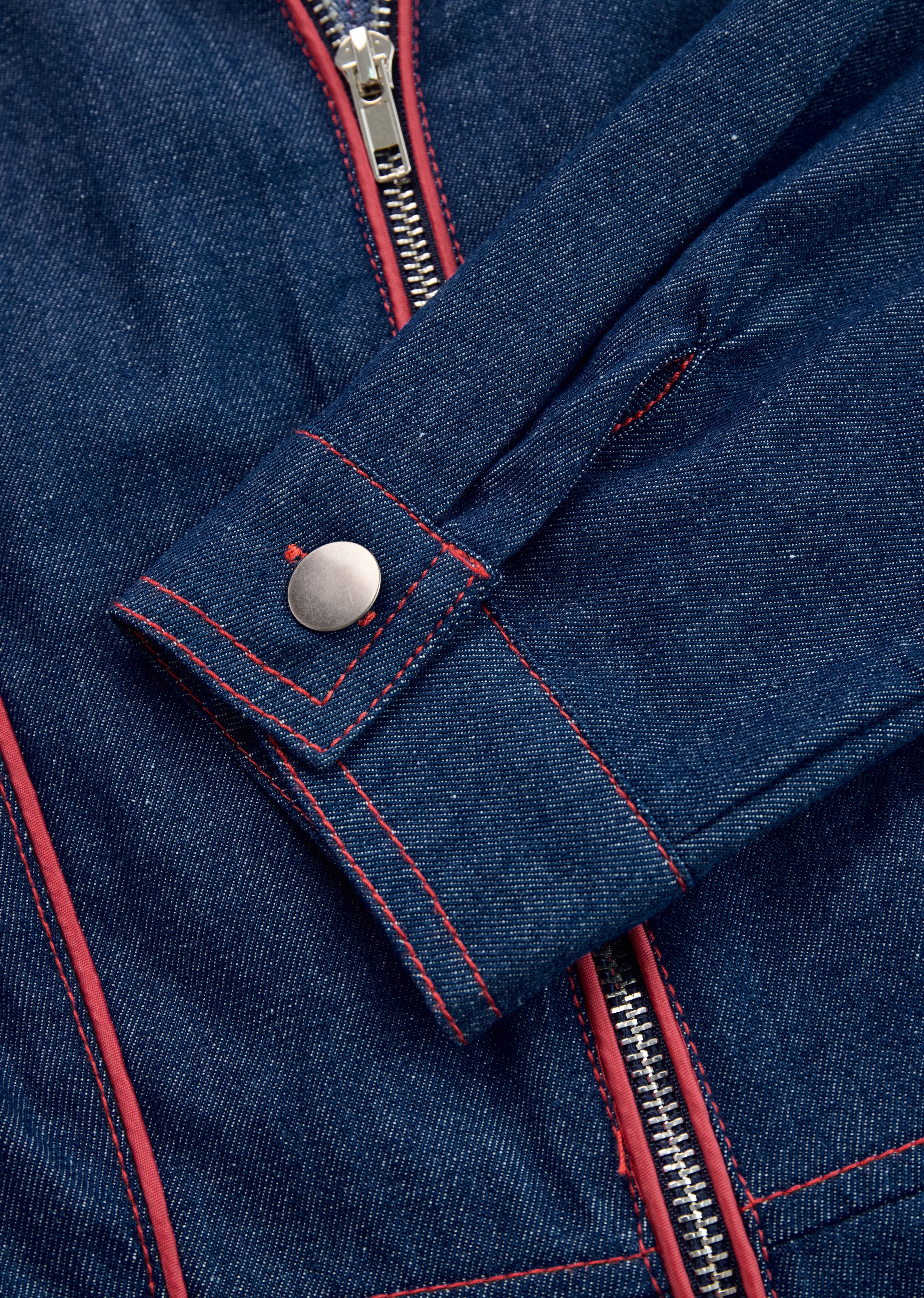 Denim zomer jumpsuit met wijde pijpen - Donkerblauwe spijkerstof