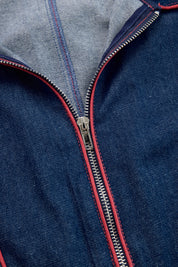 Denim zomer jumpsuit met wijde pijpen - Donkerblauwe spijkerstof