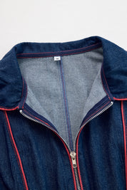 Denim zomer jumpsuit met wijde pijpen - Donkerblauwe spijkerstof