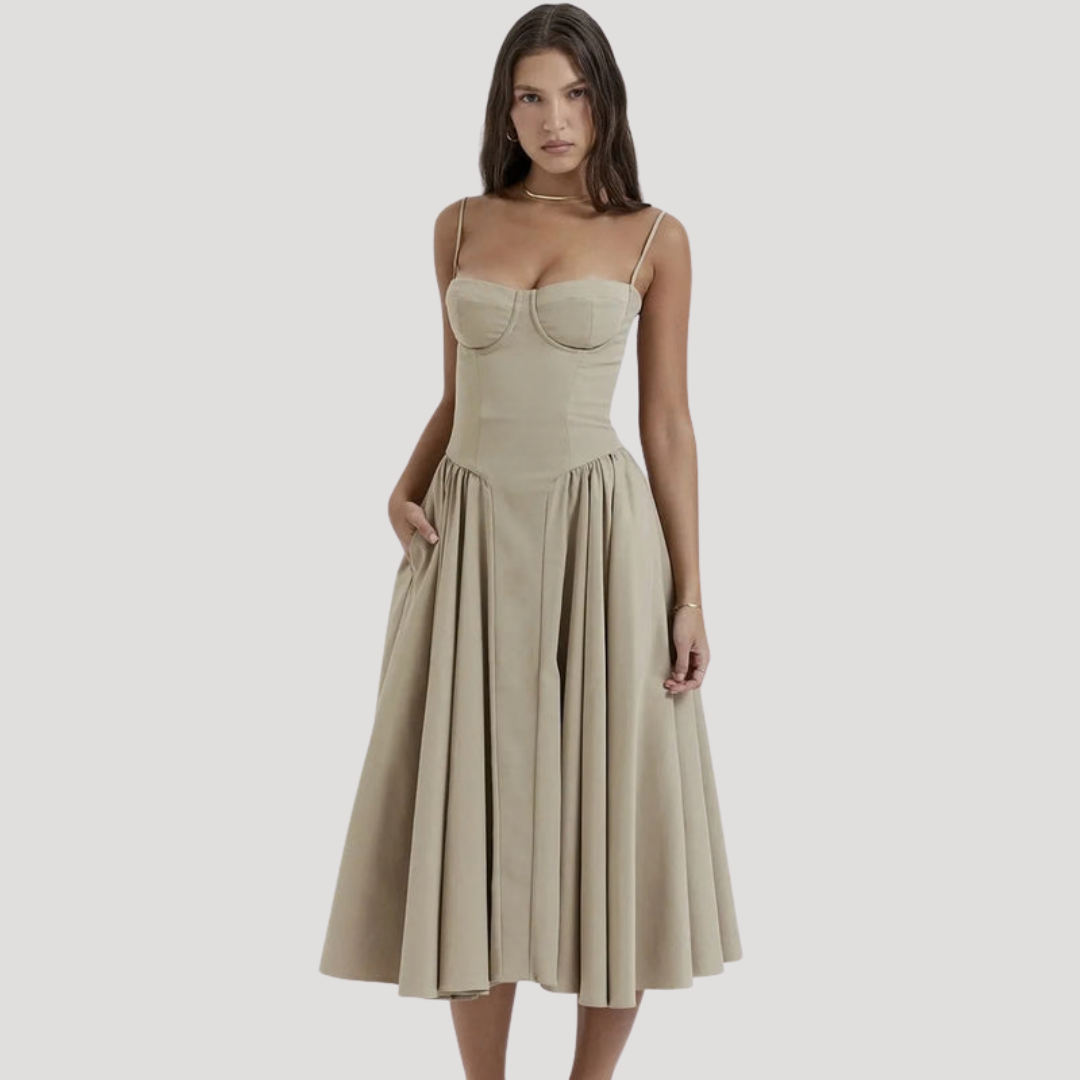 Midi Jurk met Gestructureerd Silhouet