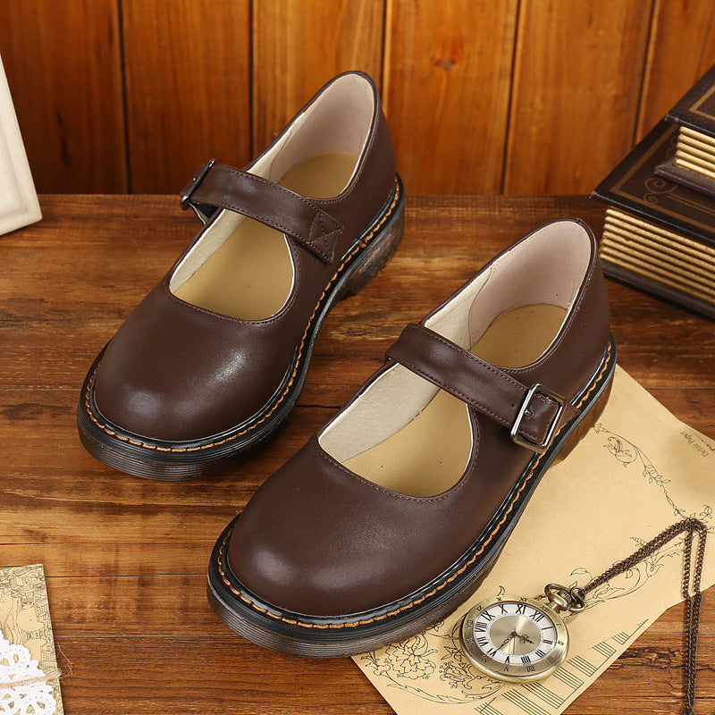 Dames mary jane schoenen met riempje - Ronde neus retro stijl