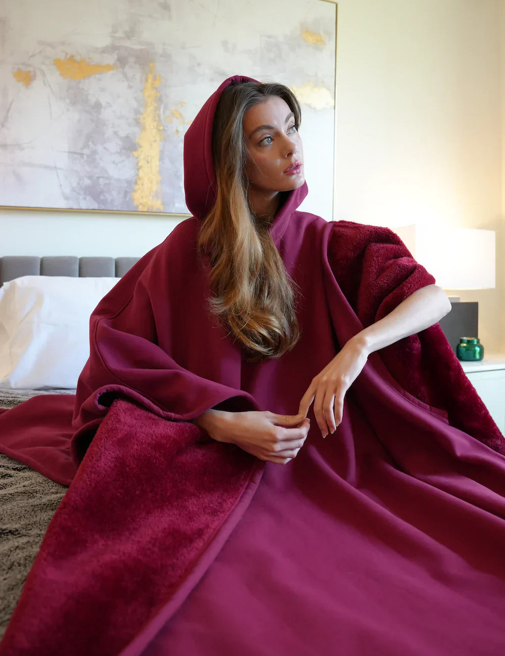 Deken met mouwen | Oversized trui met capuchon en pluche binnenkant