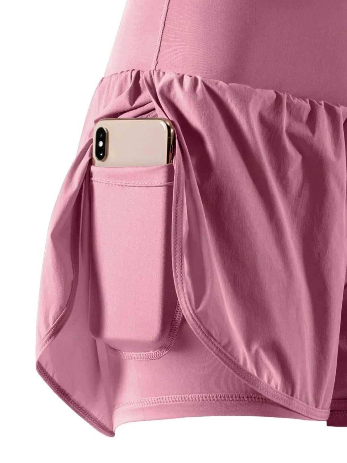 Dames sportshorts high waist met zakken voor fitness