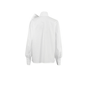 Witte Cropped Blouse Dames met Strikdetail | Lange Mouw en Hoge Kraag