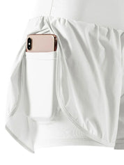 Dames sportshorts high waist met zakken voor fitness