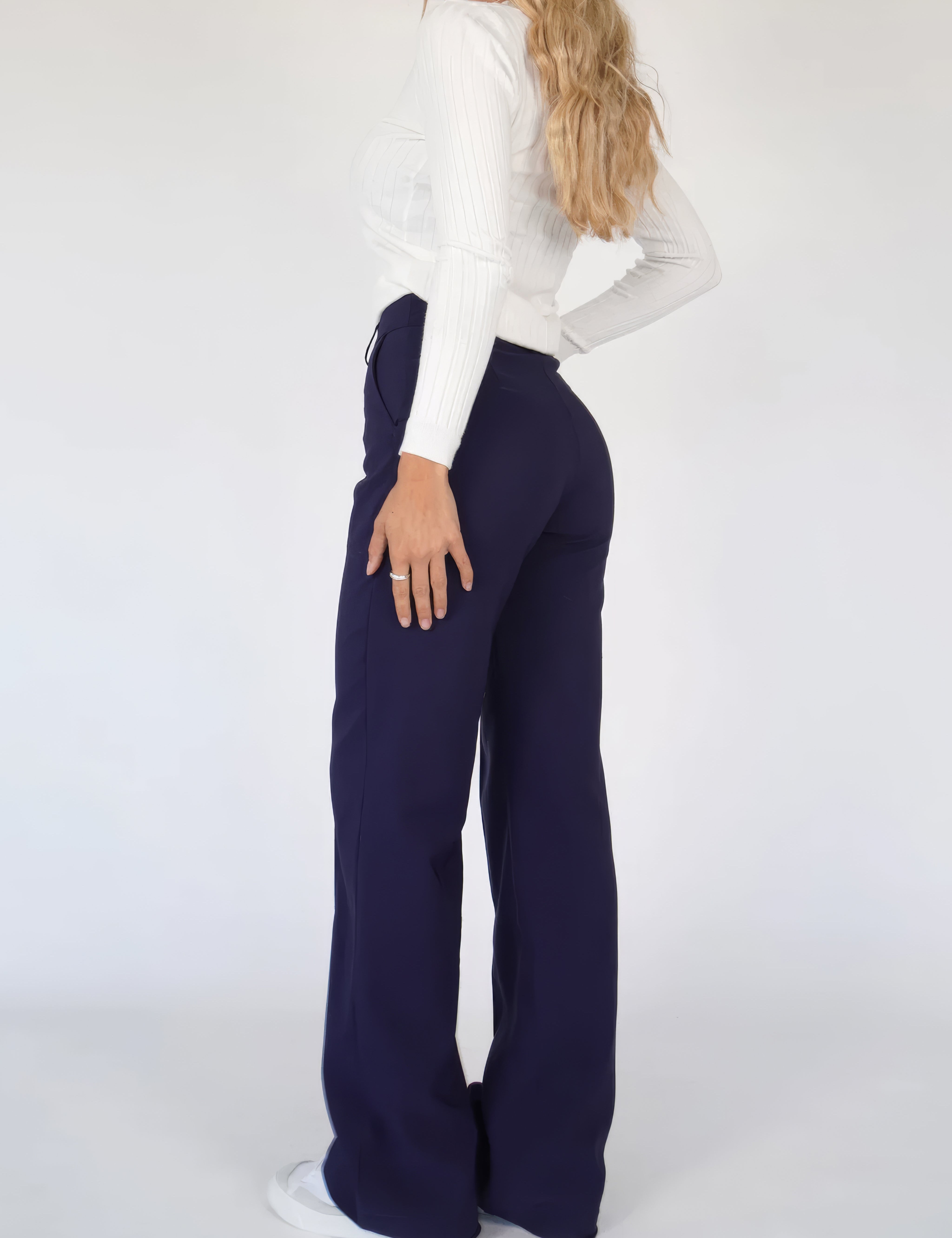 Dames pantalon met hoge taille en verticale naad