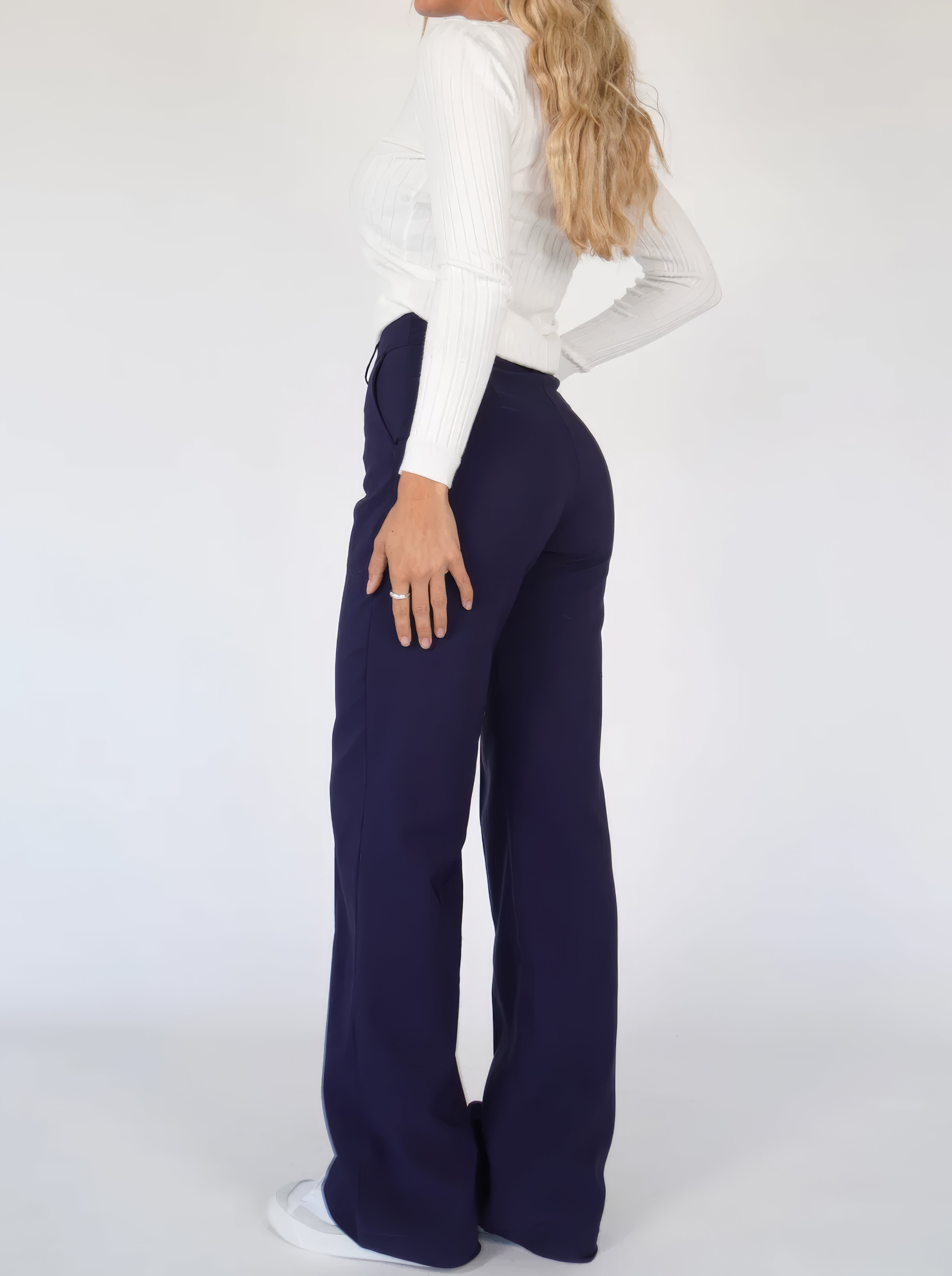 Dames pantalon met hoge taille en verticale naad
