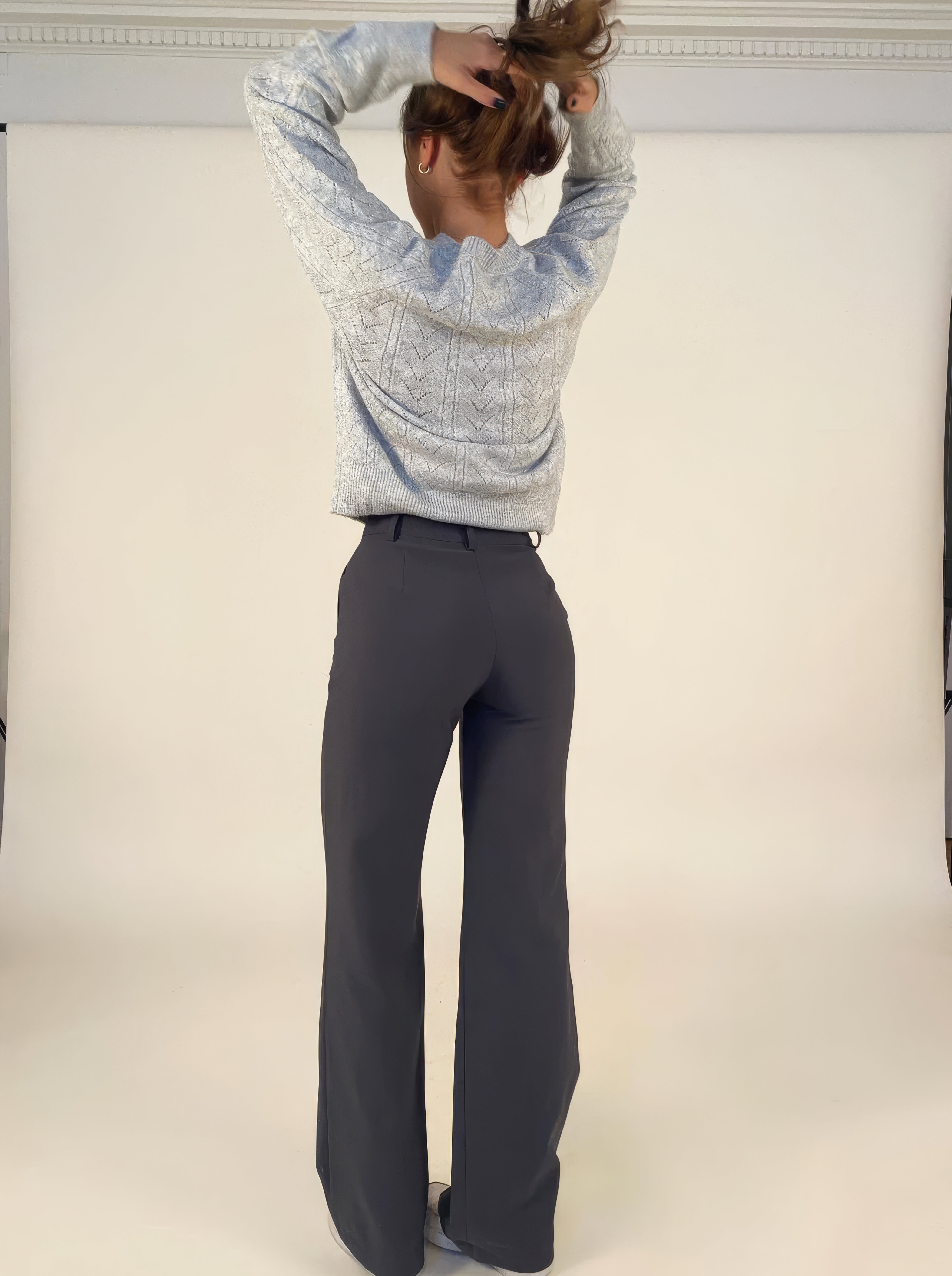 Dames pantalon met hoge taille en verticale naad