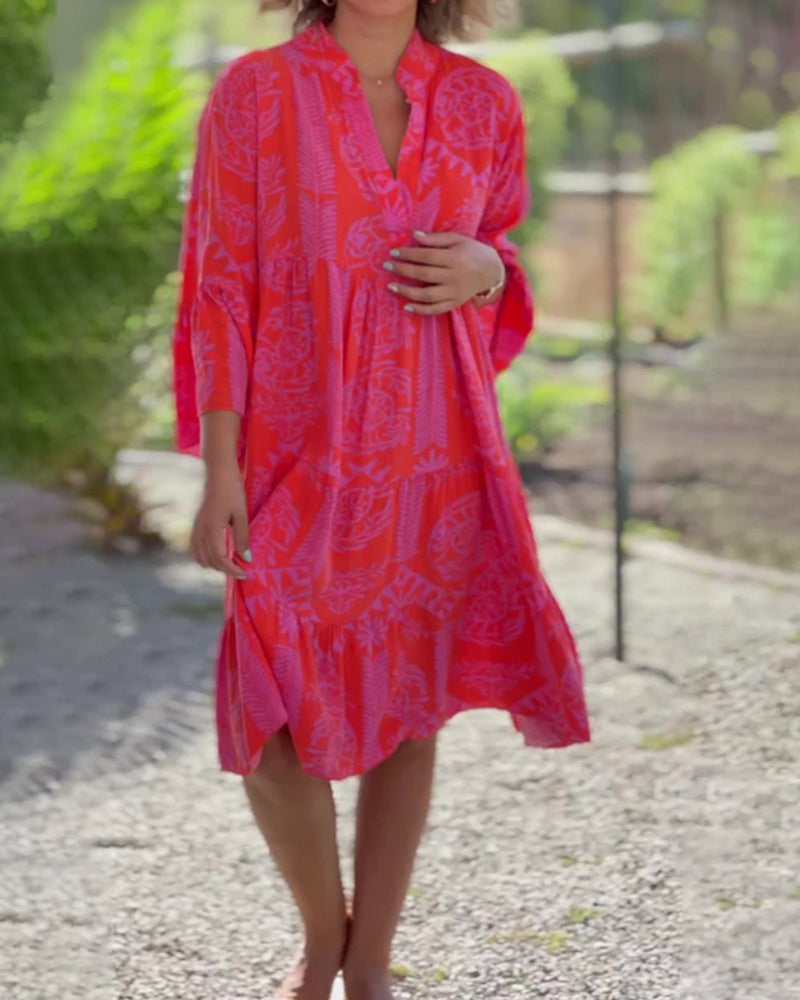 Dames zomerjurk met boho print en wijdvallende pasvorm