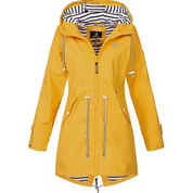 Dames regenjas met capuchon | Waterafstotende jas met trekkoord taille
