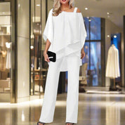 Elegante tweedelige set dames | Brede pijp broek en losse top