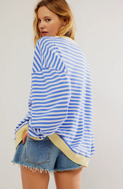 Dames Oversized Sweater met Streepdessin | Ruime Trui met Contrasterende Hals