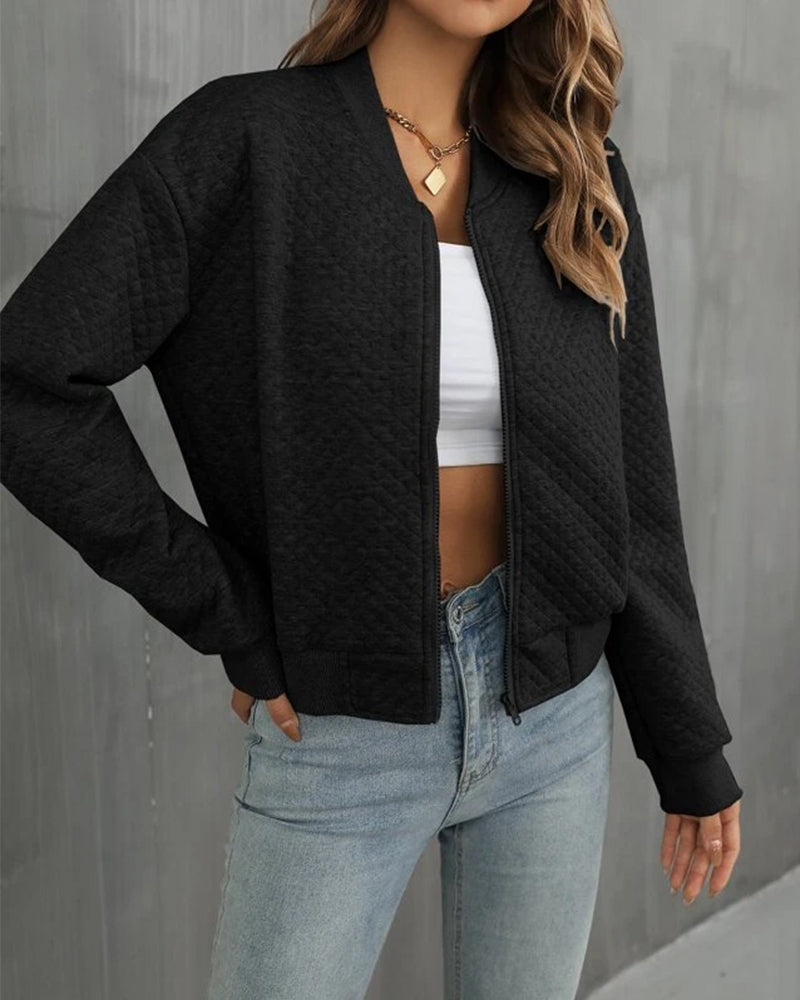 Gewatteerd dames vest met rits | Lichtgewicht jas met lange Mouwen