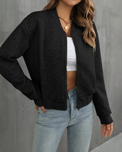 Gewatteerd dames vest met rits | Lichtgewicht jas met lange Mouwen