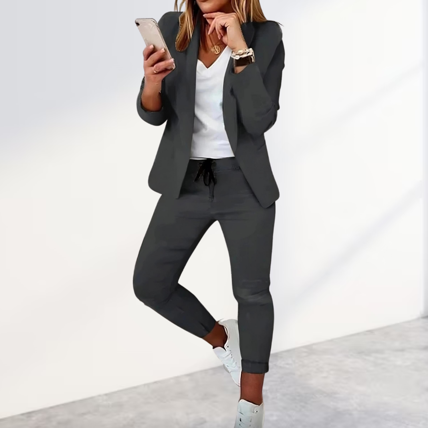 Dames pak 2-delig | Blazer met bijpassende broek in casual stijl