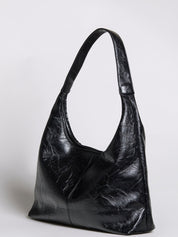 Grote Dames Schoudertas Glanzende Afwerking | Ruime Leren Look Tas met Pouch