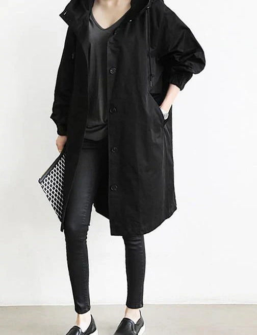 Damesjas met capuchon en knopen | Trenchcoat
