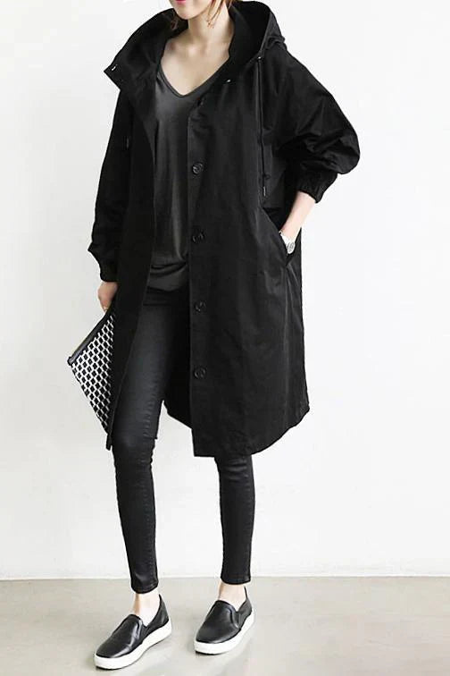 Damesjas met capuchon en knopen | Trenchcoat