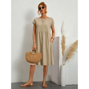 Dames zomerjurk midi met korte mouwen