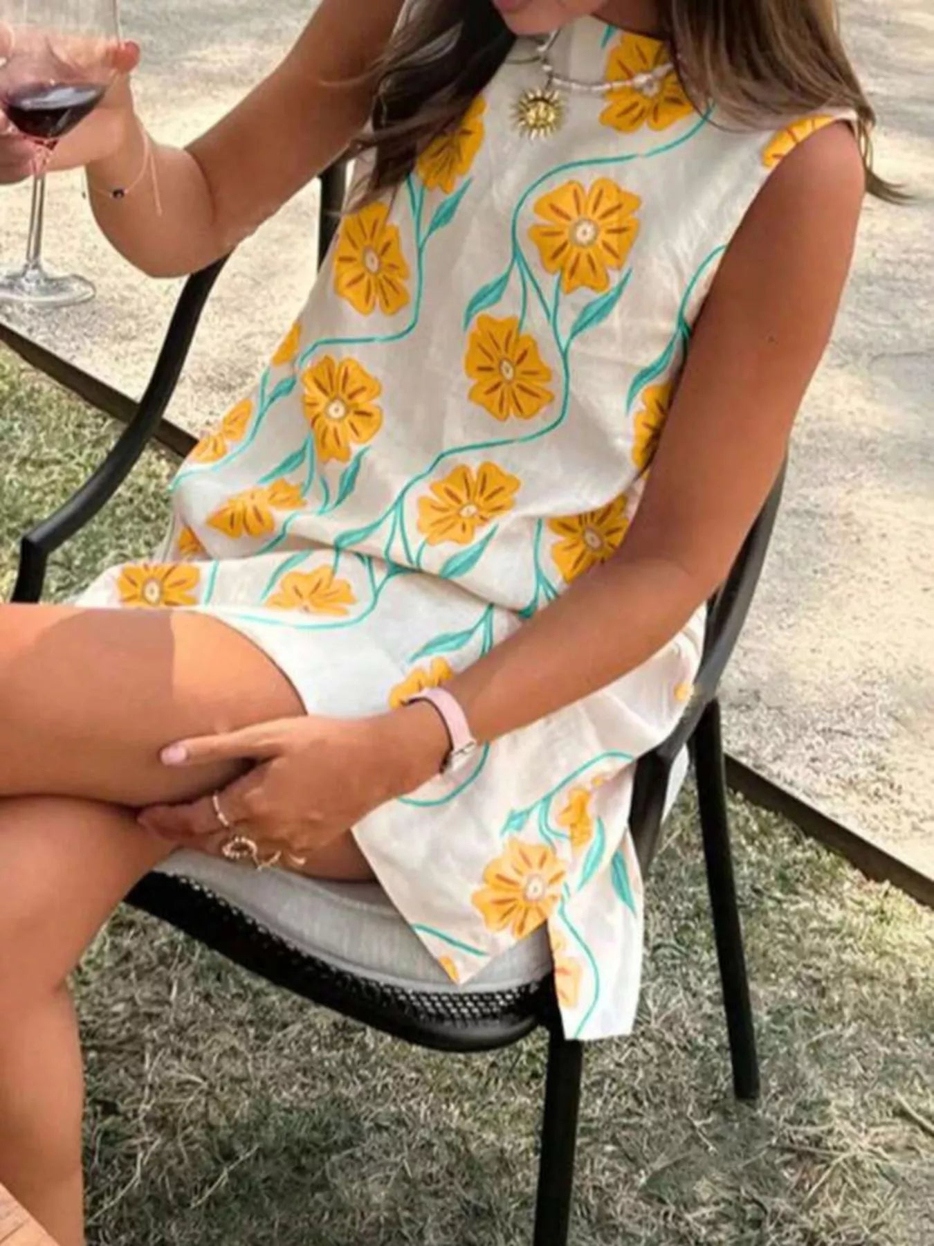 Dames zomerjurk mouwloos met bloemenprint mini
