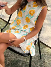 Dames zomerjurk mouwloos met bloemenprint mini