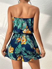Dames zomer jumpsuit strapless met kort broekje