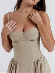 Dames zomerjurk midi met sweetheart halslijn en bandjes