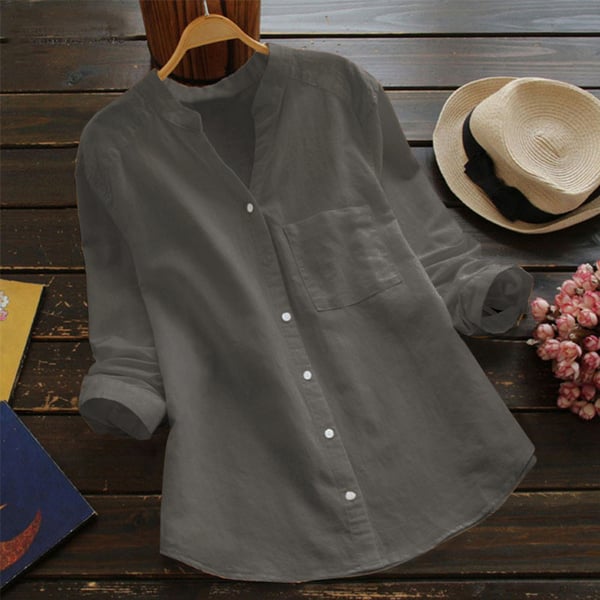 Luchtige dames blouse | Losvallende lange mouwen met borstzak